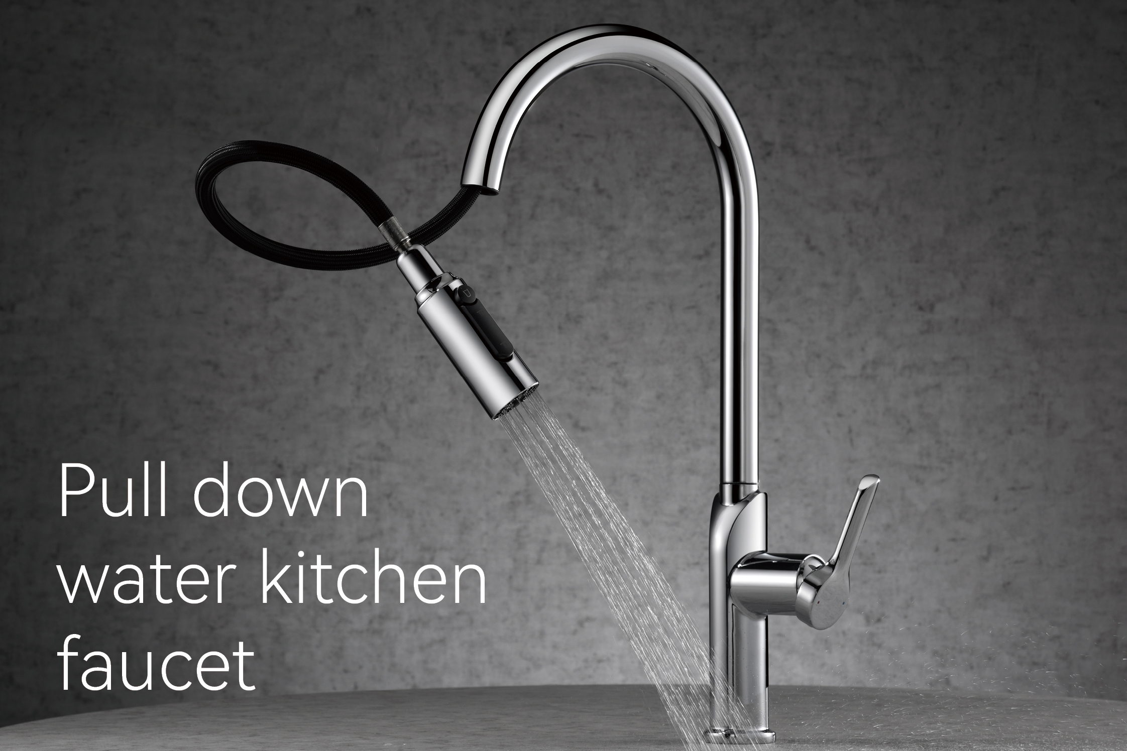chrome pull-down kitchen faucet
