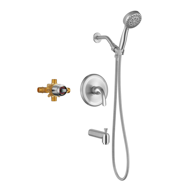SAMLIYU 3-Mode Concealed Shower with Tub Spout Brushed Nickel SS02007-N2-GBN
