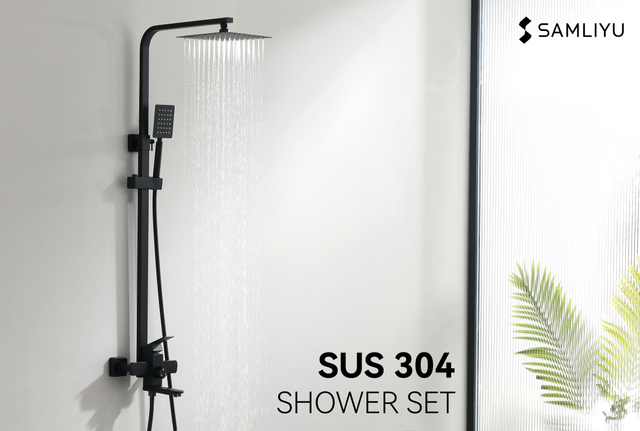 SAMLIYU High Pressure 3-mode Handheld Shower Head with Tub Bathroom Luxury Rain Mixer Shower System Complete Combo Set SS01013-MB
