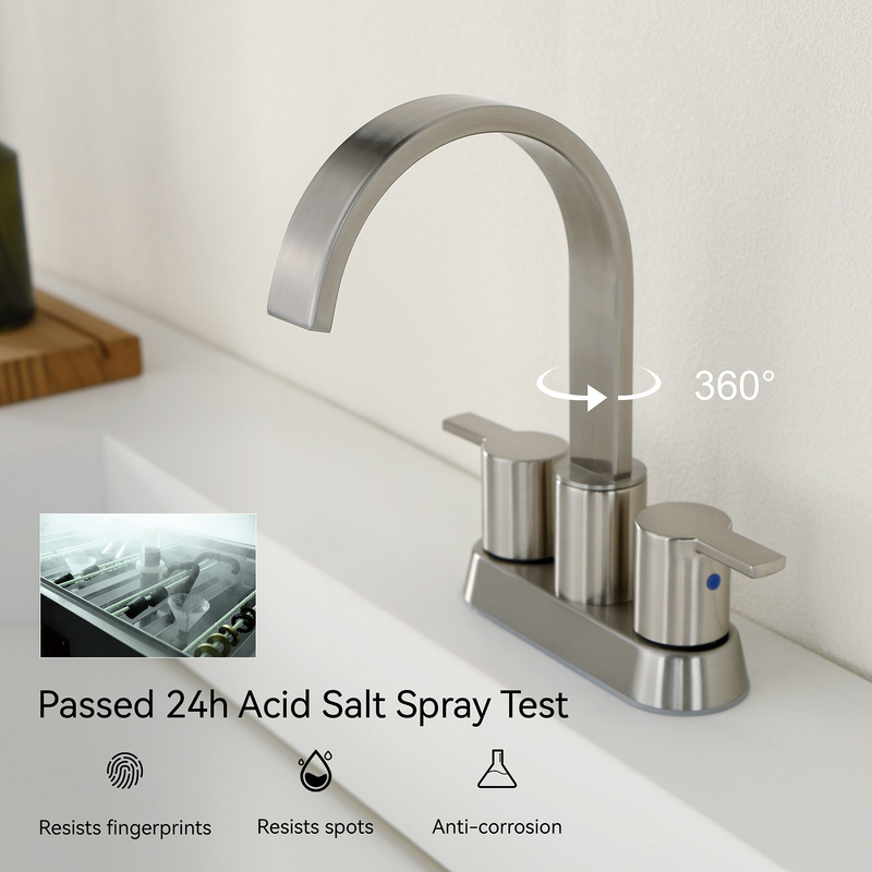 SLY Brushed Nickel Modern Single Hole Sink Faucet Bathroom Washbasin