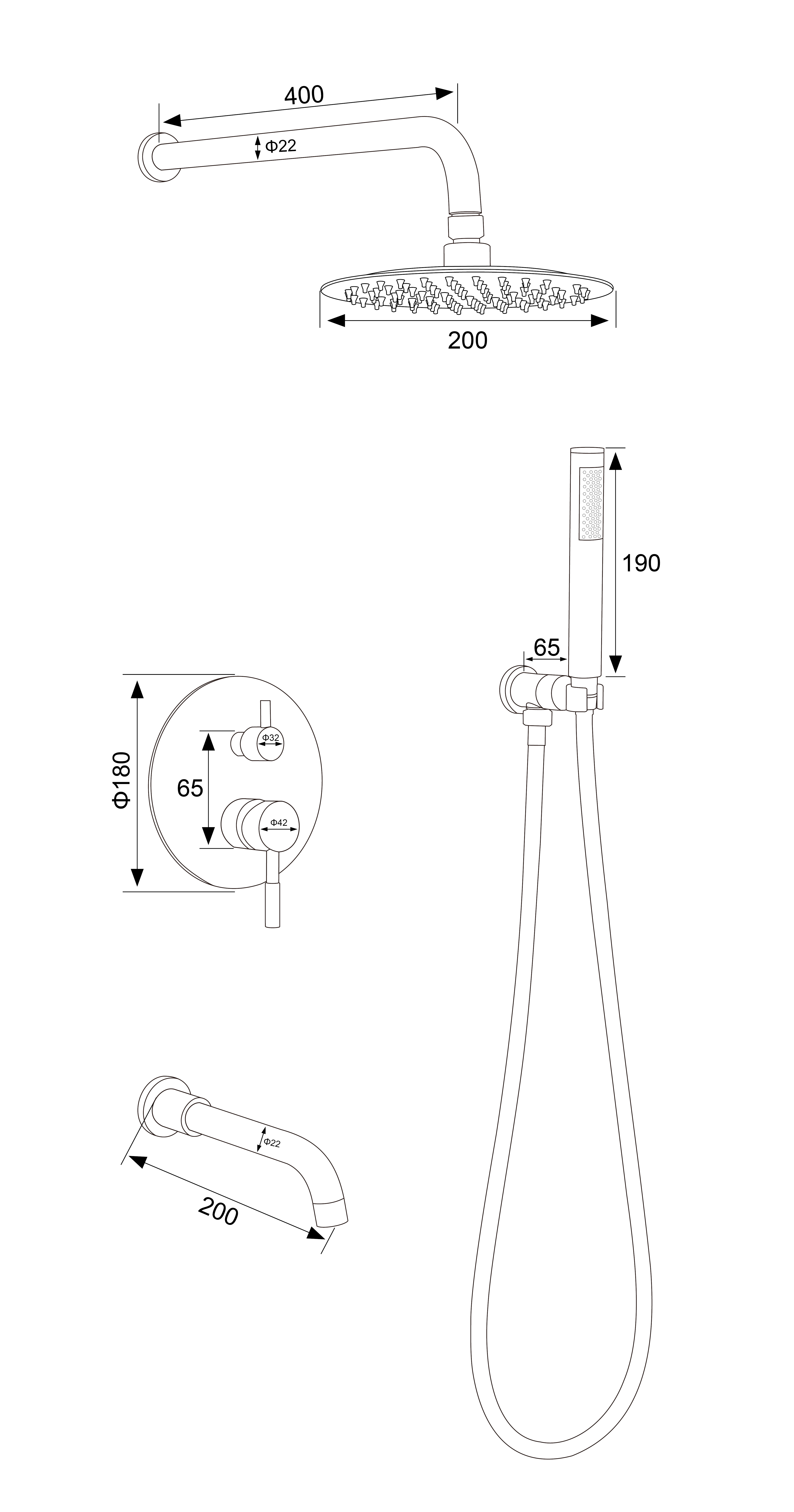 Shower Faucet Combo Set 