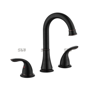  Samliyu Two-Handle High Arc Bathroom Faucet cUPC Faucet Deck Mounted Oil Rubbed Bronze Bathroom Faucet