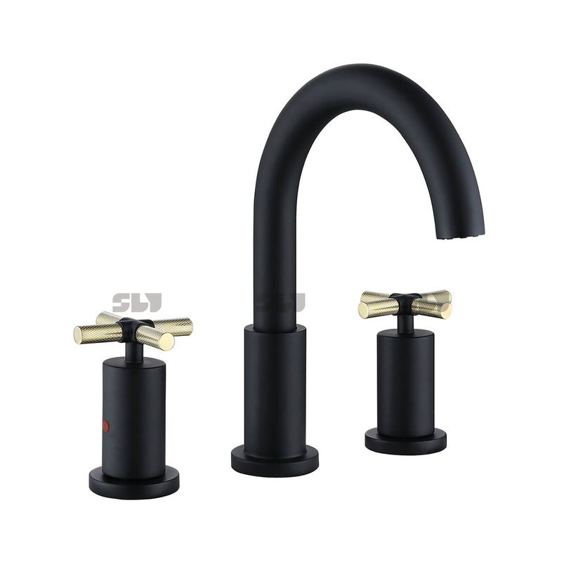 SLY CUpc Luxury Bathroom 8 Inch Basin Faucet 3 Hole Dual Handle Mixer Taps Deck Mounted Vanity Wash Face Basin Faucet