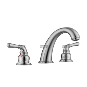 SLY Double Handle Faucet Bathroom Hot Cold Water Brush Nickel Baisn Mixer Tap