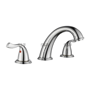 SLY Double Handle Brushed Widespread Basin Mixer Faucet 3 Hole Basin Faucet for Bathroom