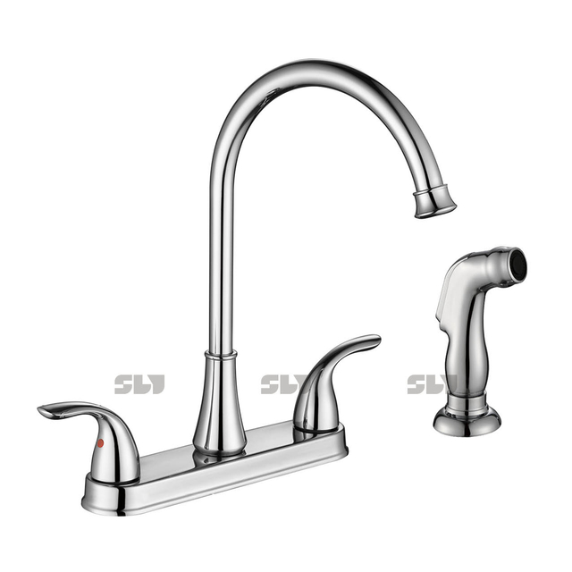 SLY Stainless Steel 2-Handle Standard Kitchen Faucet with Side Sprayer