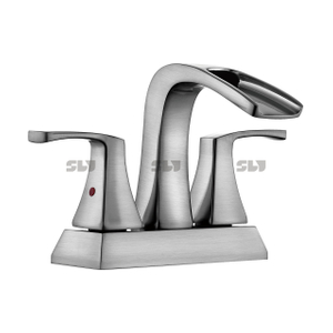  SLY Two Handle Bathroom Chrome Waterfall 4 Inch Best Centerset Faucet 