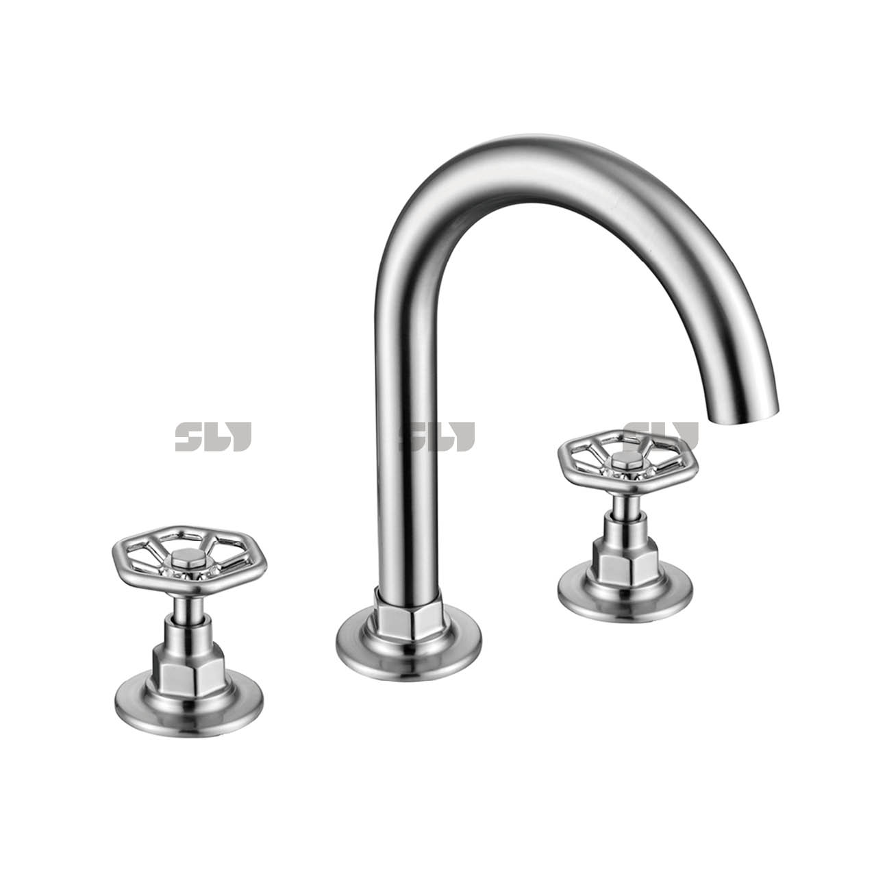 SLY Basin Mixer Faucet Basin Mixer Faucet Widespread Chrome Wash Basin Dual Handle Faucets 