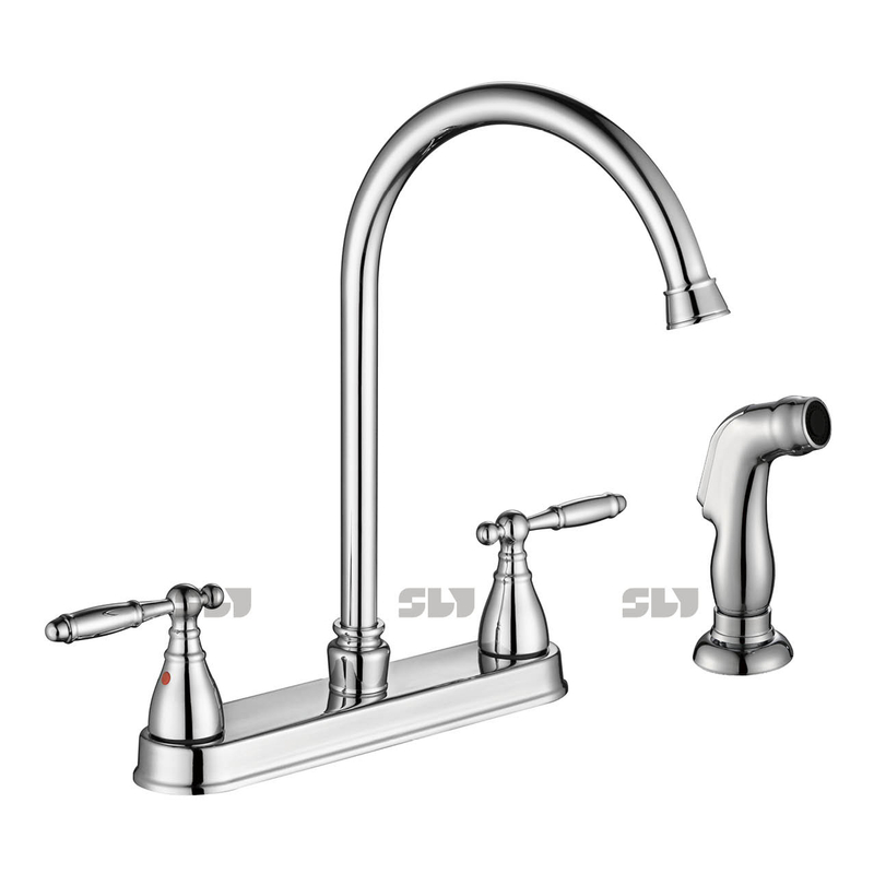 SLY Sink Faucet Kitchen 3 Holes 2 Handle Kitchen Faucet Brushed Nickle Kitchen Faucet with Sprayer