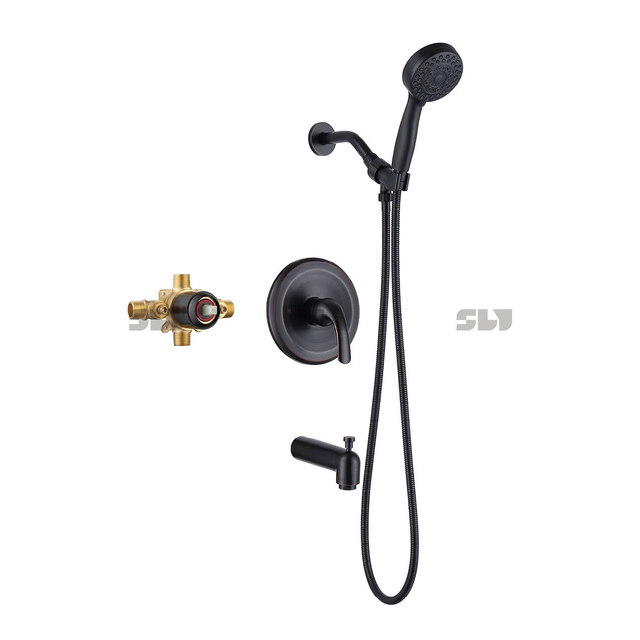 SLY Two Function Brushed Gold Shower Head Combo Brass Shower Combo Set Bathroom Shower