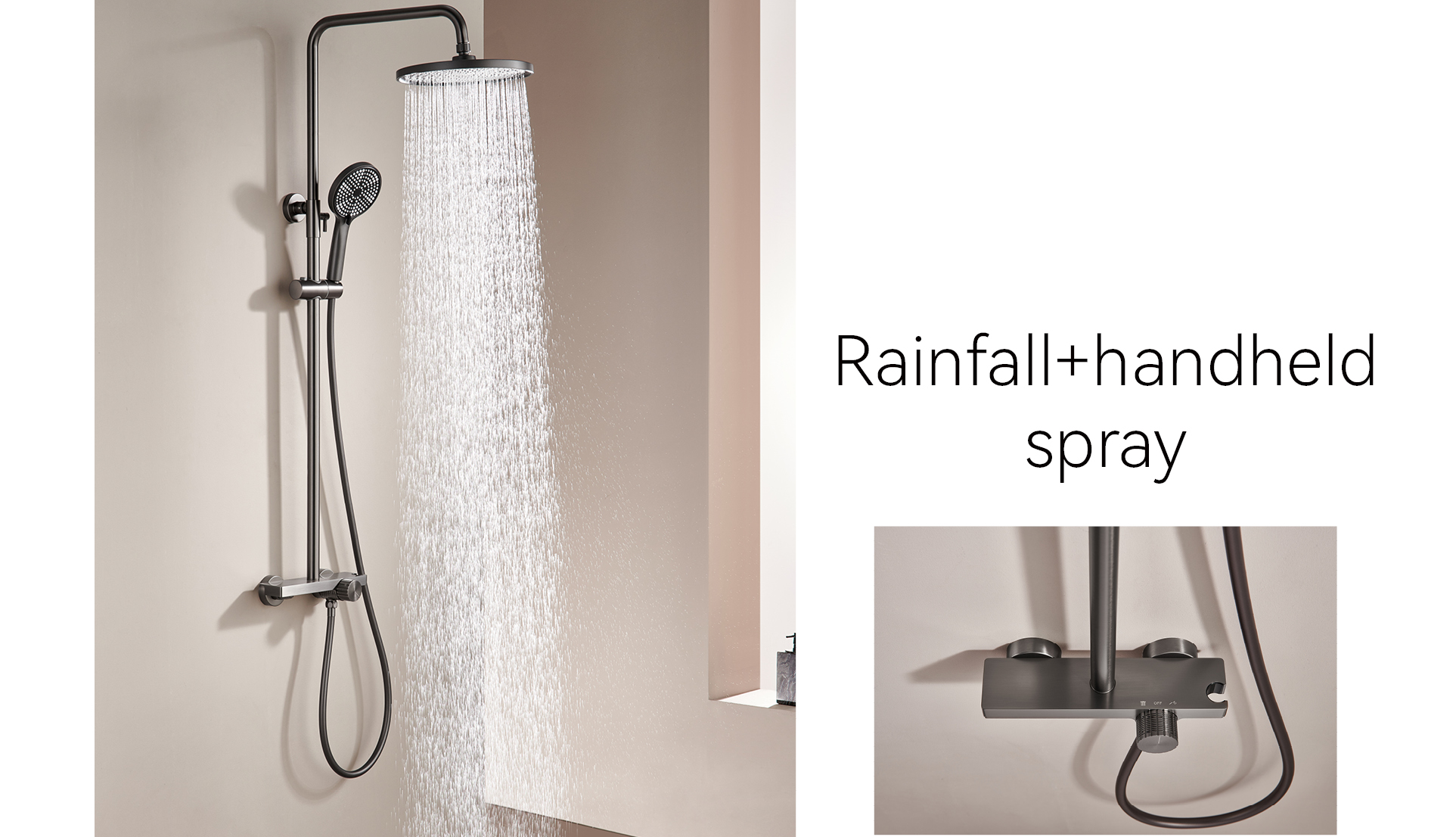 polished nickel shower system with sprayer