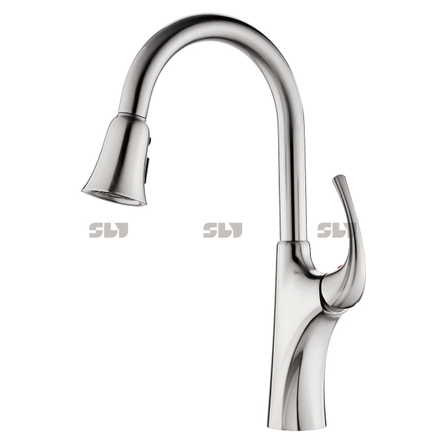 Cash Sale Unique Brushed Nickel Plating Crown Water Ridge Pull Down Kitchen Faucet 