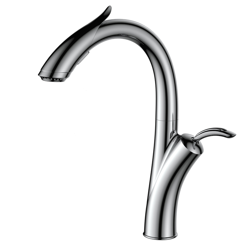 SLY Brass Kitchen Faucet Copper Water Tap Modern Taps Pull Out Sprayer