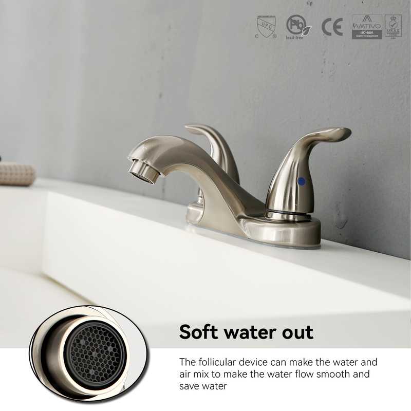 SLY Brushed Nickel New Design Luxury Bathroom Taps Mixer Sink Faucet