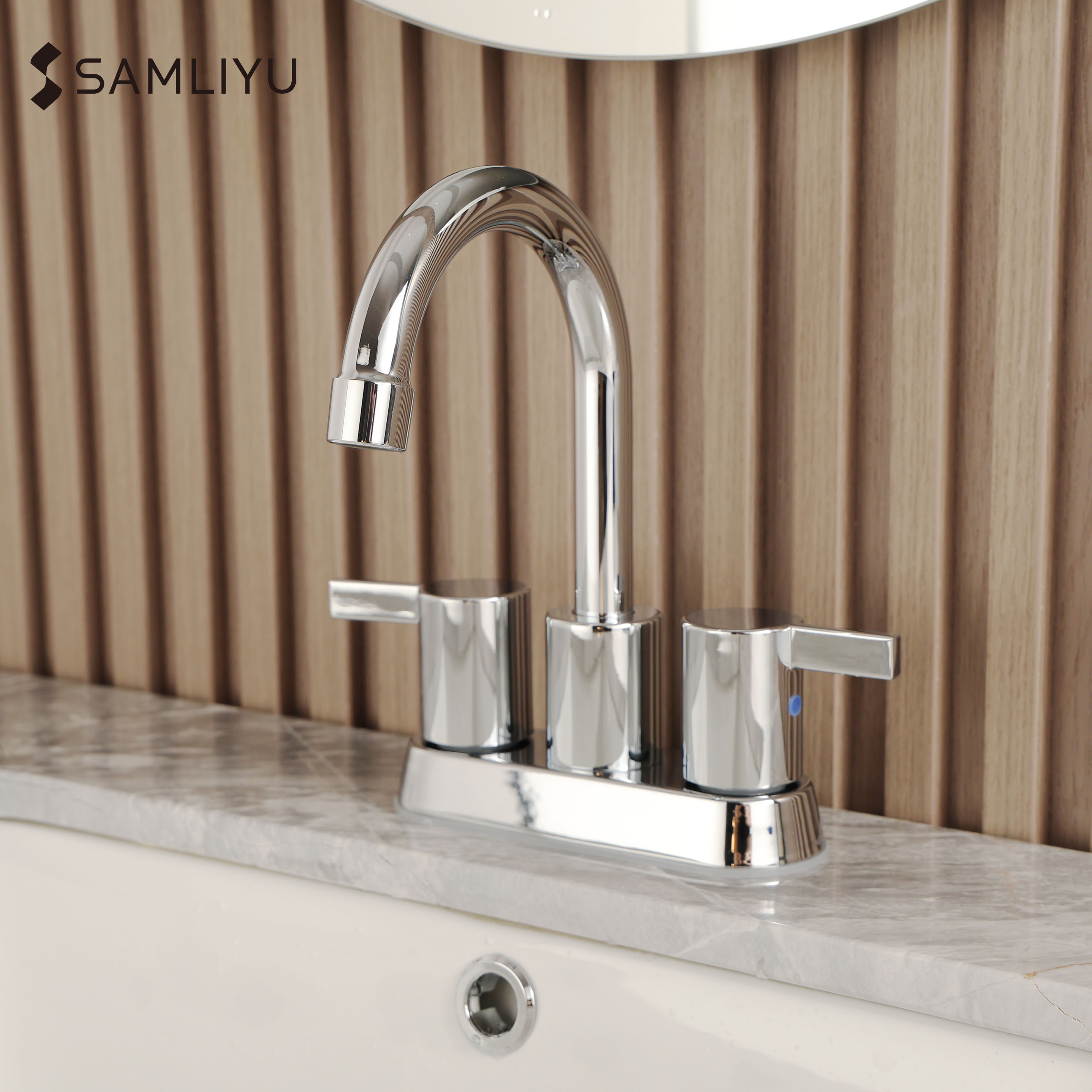 SLY Double Handle 4 Inch Center Hot/cold Set Toilet Faucet
