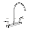 SLY Two Handle Kitchen Faucet High Arc 360 Swivel Stainless Steel Pipe 3 Hole Kitchen Faucet