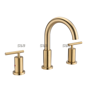 SLY CUPC Modern Widespread Water Saving 3 Holes Face Basin Mixer Tap Bathroom Wash Basin Lavatory Faucet 