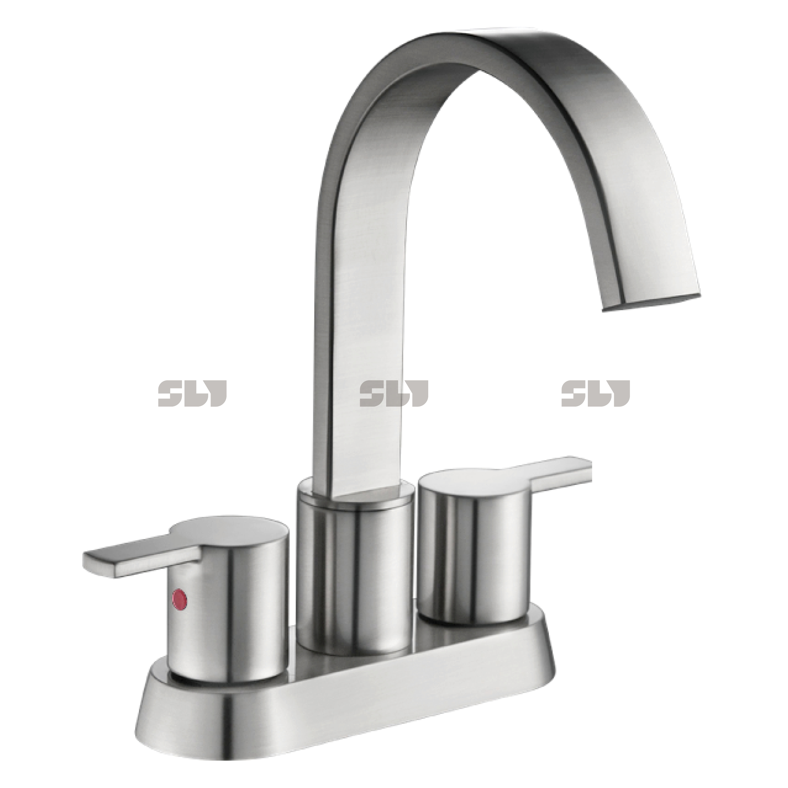 China Factory Centerset Hot/cold Bathroom Faucet Two Hand Water Tap Basin Faucet Brushed Gold