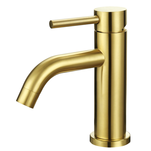 SLY Brass Brushed Gold Single Handle Hole Bathroom Basin Faucet Hot And Cold Water Mixer