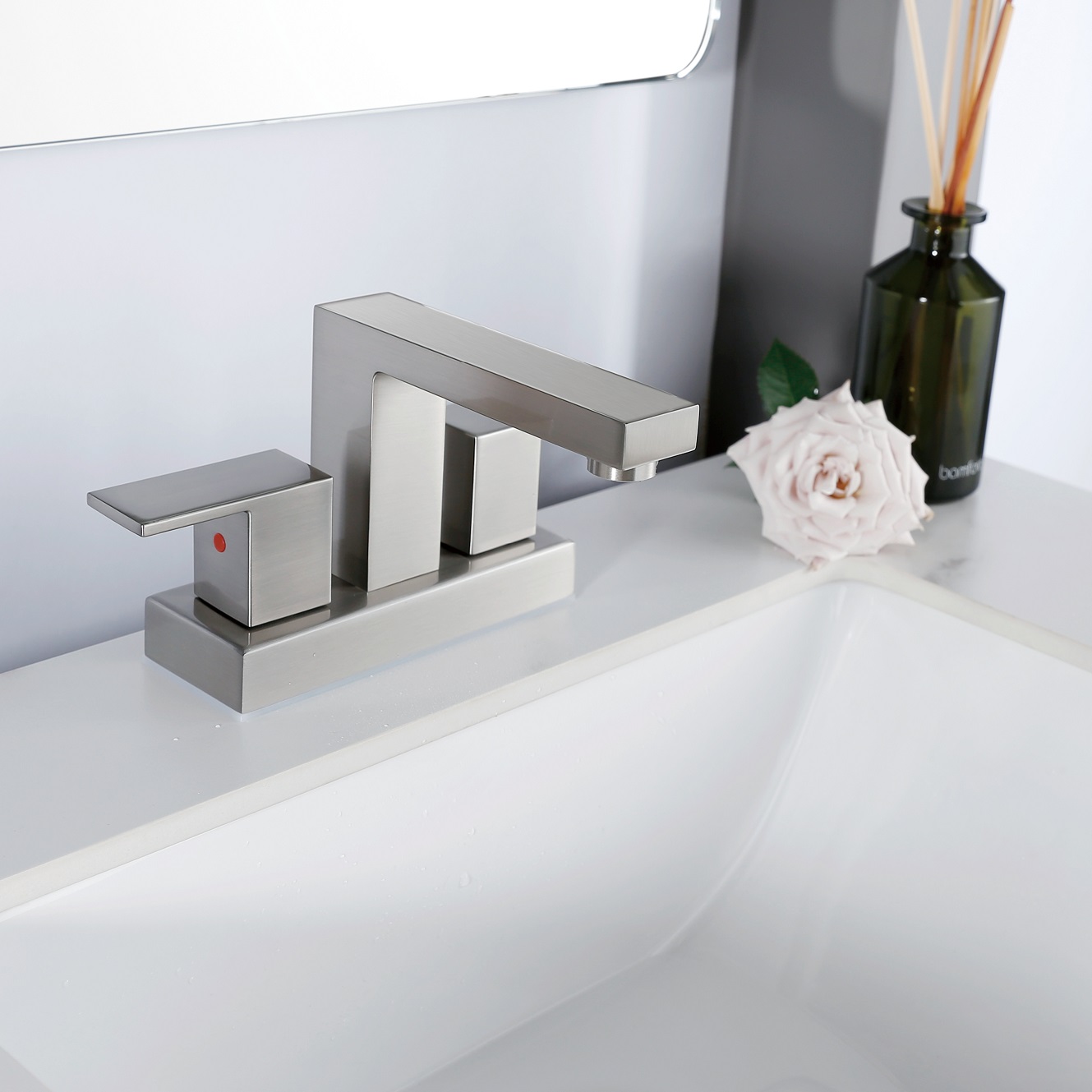 SLY Brushed Nickel Single Handle One Hole Hot and Cold Basin Mixer Tap