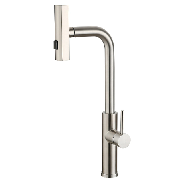 SLY Brushed Nickel Pull Down Water Tap Single Handle Sink Creative Design Two-in-one Pull Out Kitchen Faucet