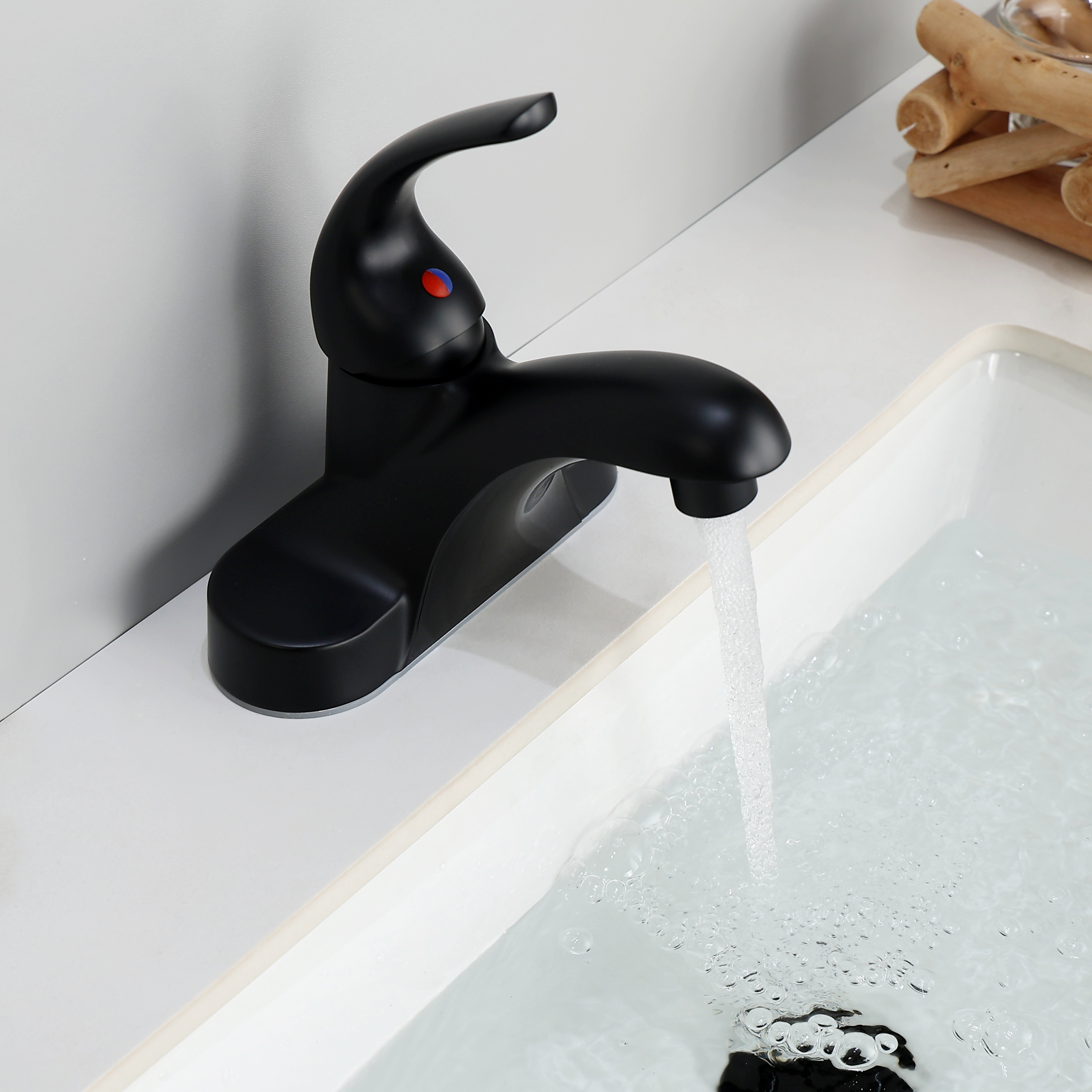 Samliyu Single Handle Matte Black Bathroom Faucet