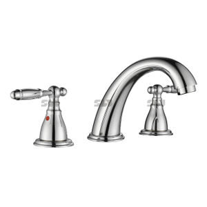 SLY Basin Mixer Double Handle 3 Hole Chrome 8 Inch Mixer Tap Lavatory Commercial Basin Vanity Bathroom Sink Tap