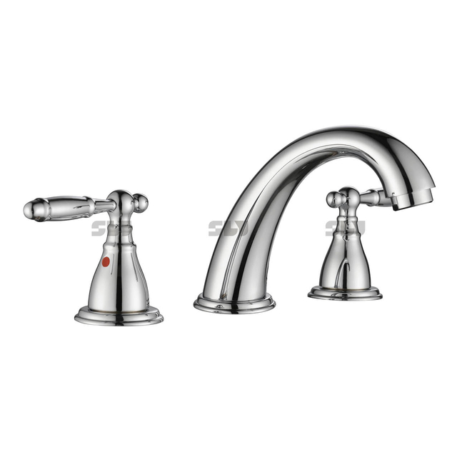 SLY Double Handle 3 Hole Faucet Commercial Wash Sink Faucet