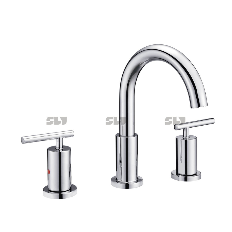 SLY CUPC Modern Widespread Water Saving 3 Holes Face Basin Mixer Tap Bathroom Wash Basin Lavatory Faucet 