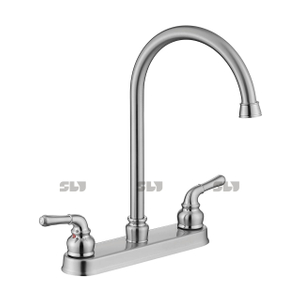 SLY Chrome Plated Zinc Alloy Two Handle Water Faucet 2 Holes Luxury Kitchen Faucet
