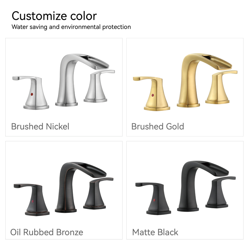 SLY Modern Brushed Gold Mixer Bathroom Basin Sink Faucet Contemporary Two Handle Water Taps