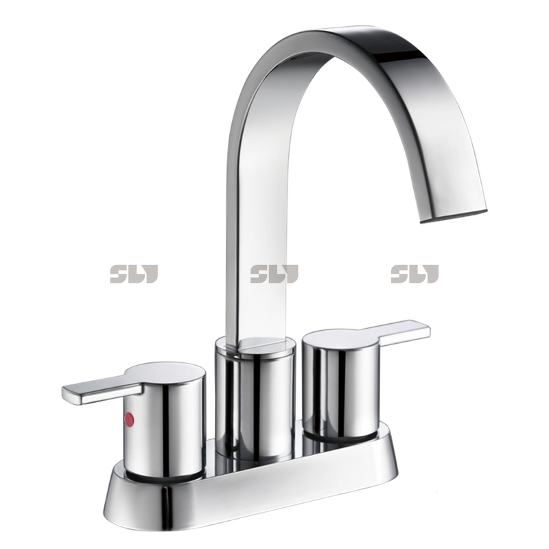 China Factory Centerset Hot/cold Bathroom Faucet Two Hand Water Tap Basin Faucet Brushed Gold