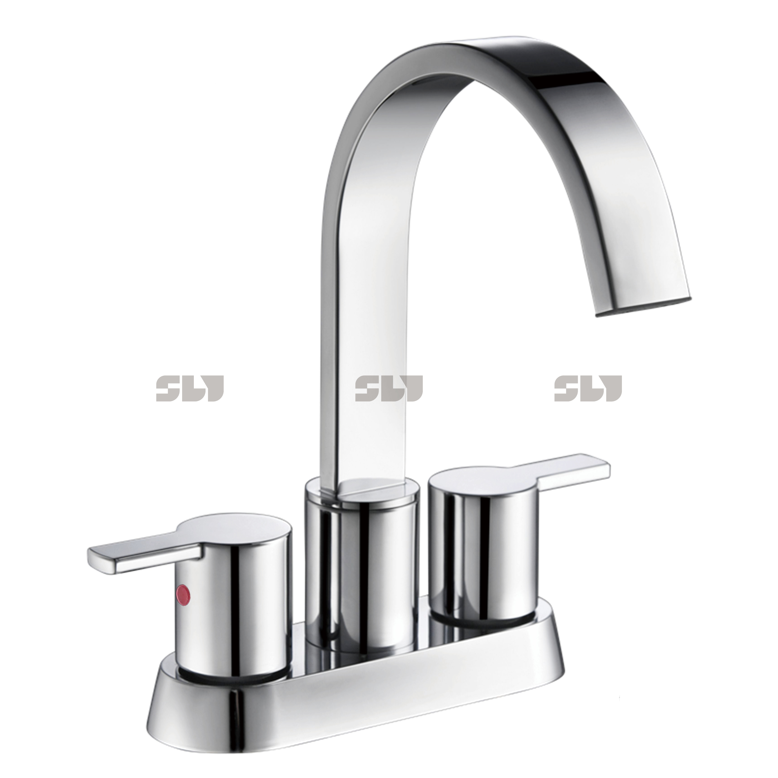 China Factory Centerset Hot/cold Bathroom Faucet Two Hand Water Tap Basin Faucet Brushed Gold