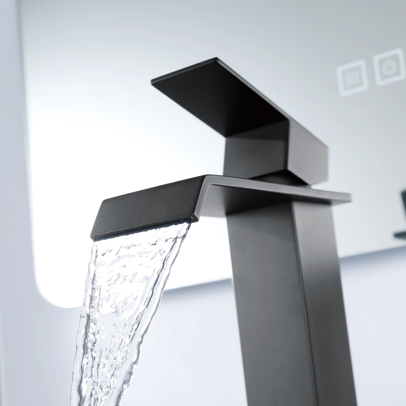 SLY Brass Matte Black Factory Supplier Bathroom Sink Tap Deck Mounted Wash Single Handle Basin Faucet