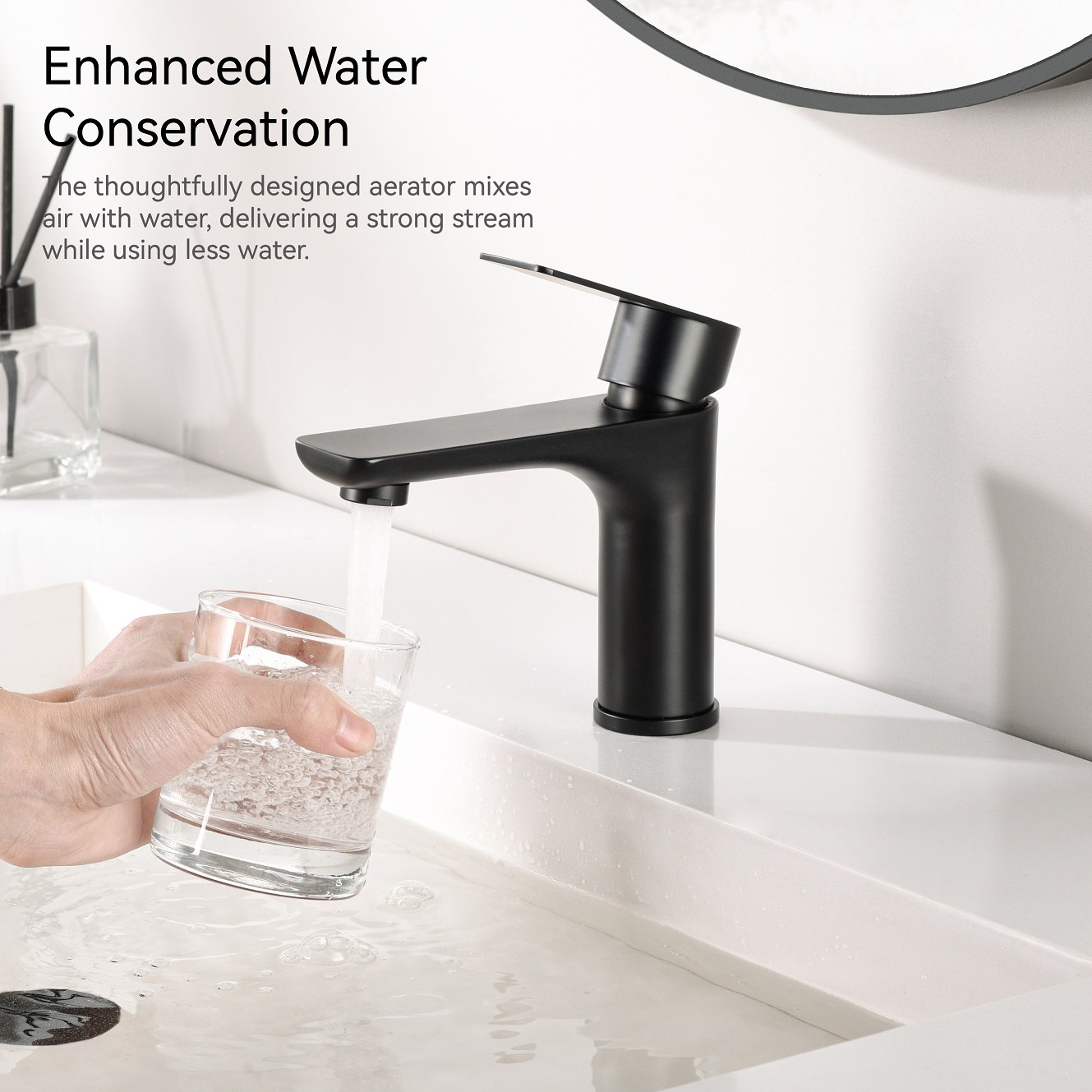 SLY Brass Matte Black High Quality Washroom Single Hole Mounted Hot And Cold Water