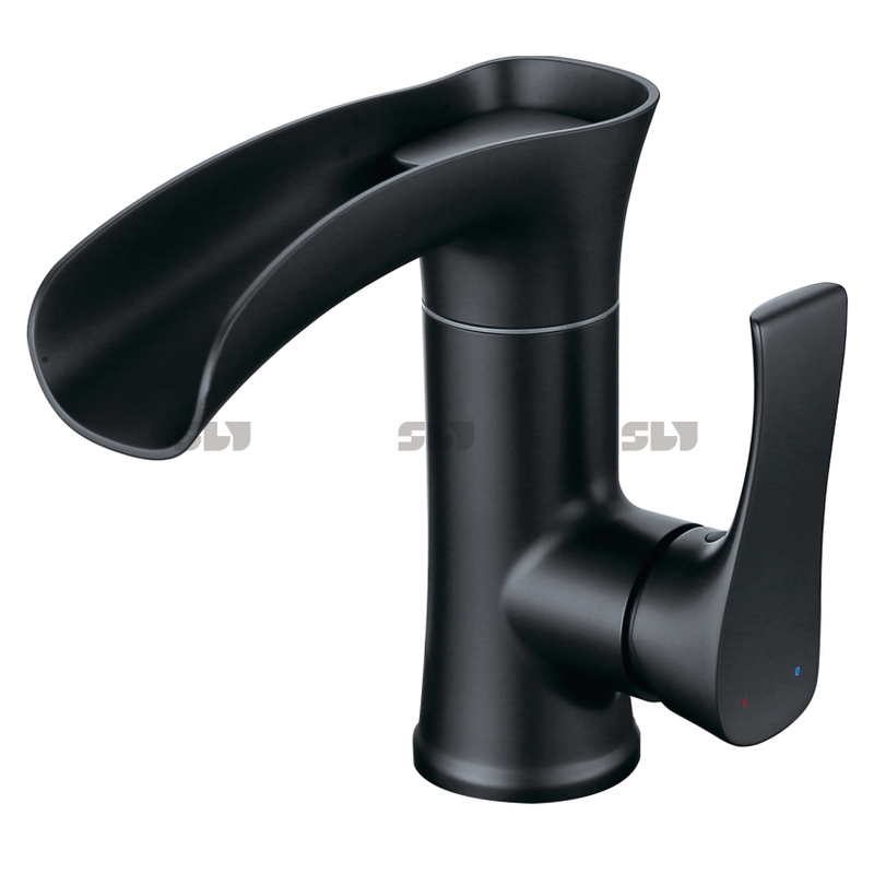 SLY High Quality Stainless Steel Matte Black Single Hole Basin Faucet for Hotel Bathroom
