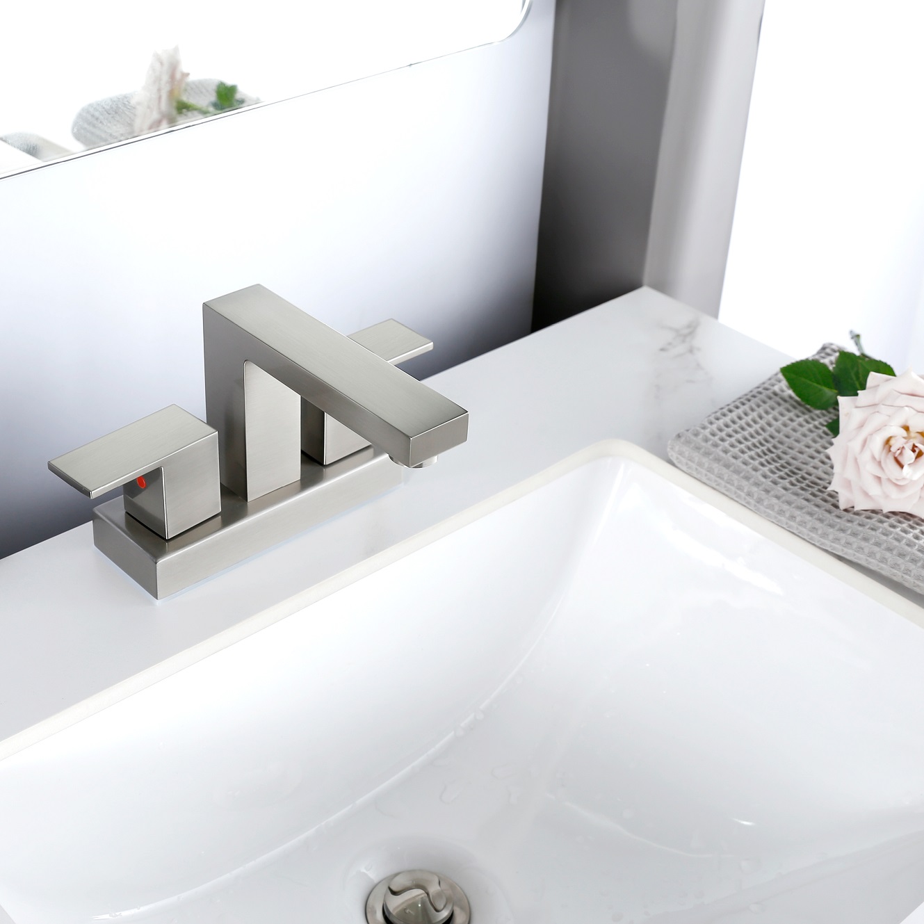 SLY Brushed Nickel Single Handle One Hole Hot and Cold Basin Mixer Tap