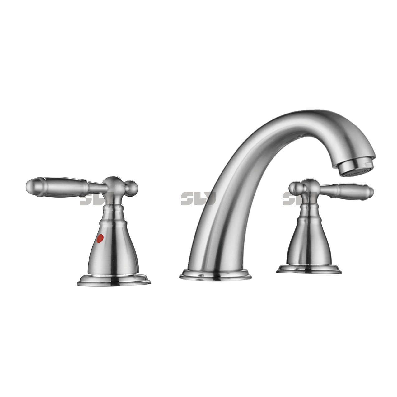 SLY Basin Mixer Double Handle 3 Hole Chrome 8 Inch Mixer Tap Lavatory Commercial Basin Vanity Bathroom Sink Tap