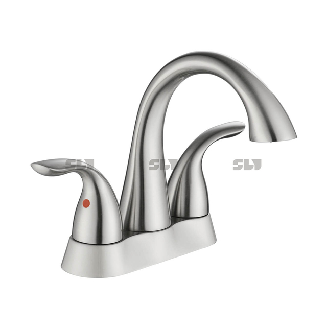 SLY Contemporary Basin Waterfall Deck Mounted Bathroom Tap Mixer Luxury Two Handle Faucet 