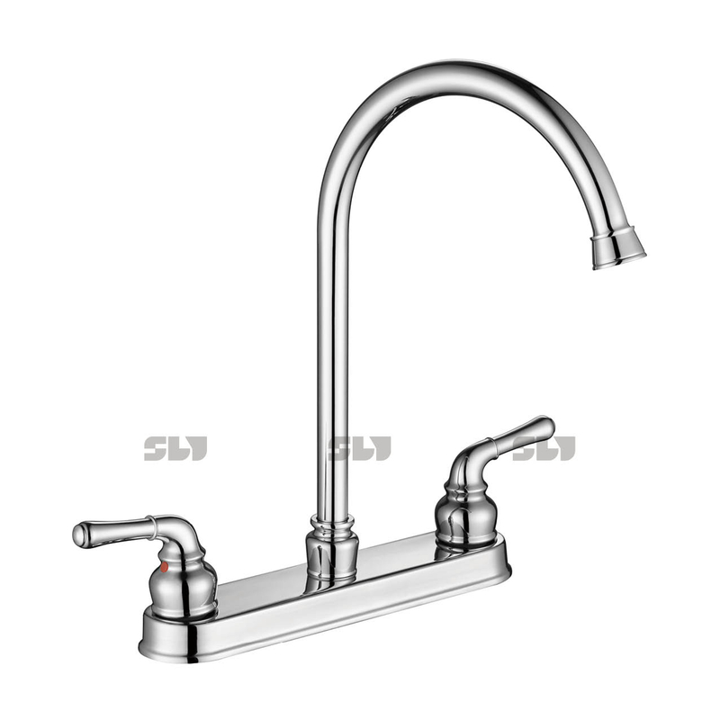 SLY Chrome Plated Zinc Alloy Two Handle Water Faucet 2 Holes Luxury Kitchen Faucet