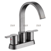 China Factory Centerset Hot/cold Bathroom Faucet Two Hand Water Tap Basin Faucet Brushed Gold