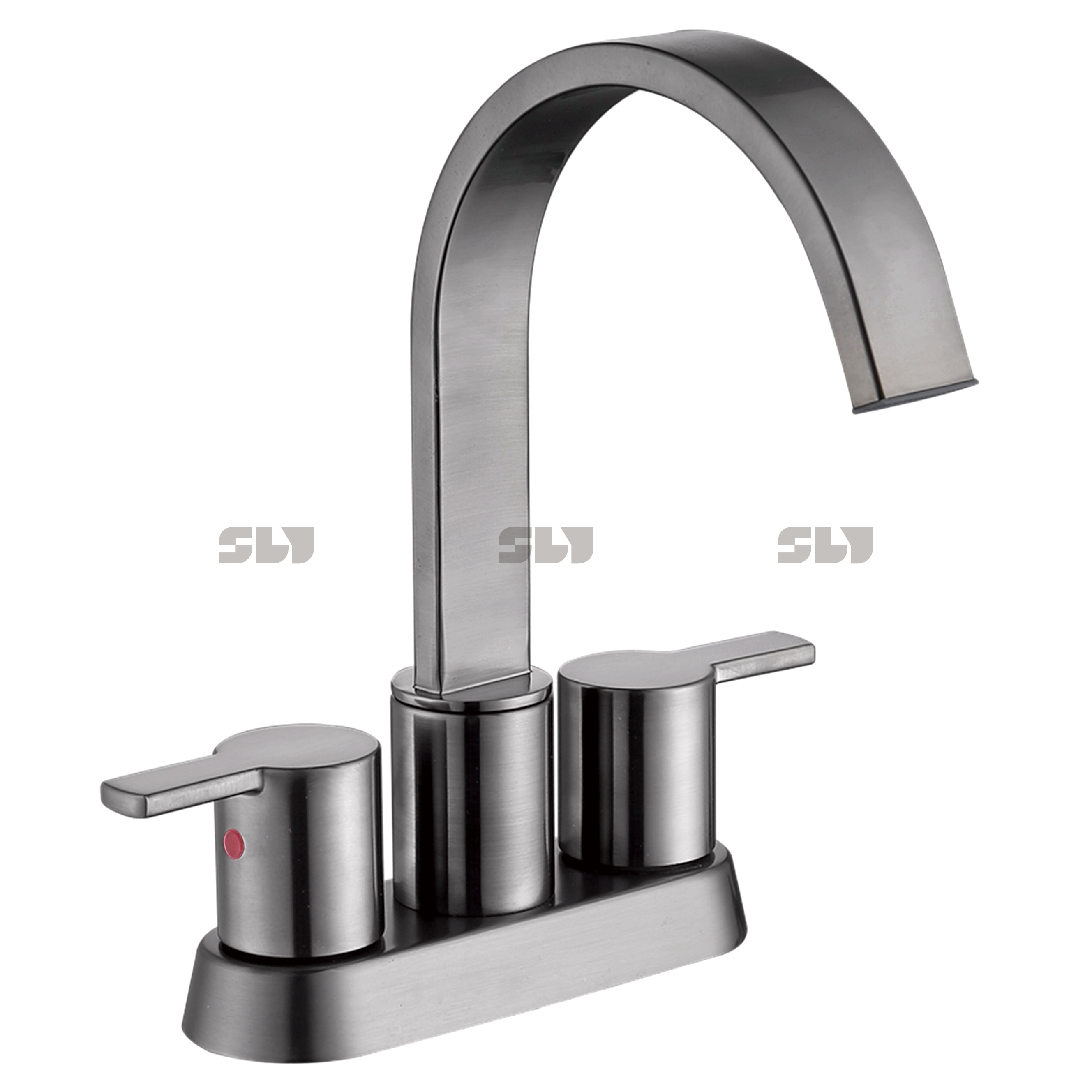 China Factory Centerset Hot/cold Bathroom Faucet Two Hand Water Tap Basin Faucet Brushed Gold