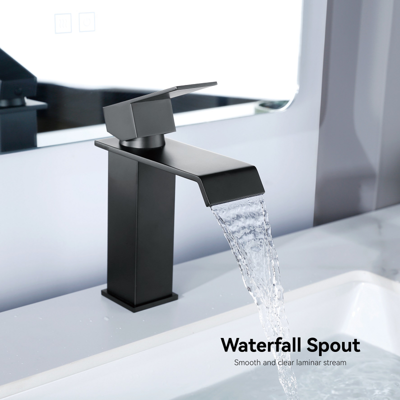 SLY Brass Matte Black Factory Supplier Bathroom Sink Tap Deck Mounted Wash Single Handle Basin Faucet