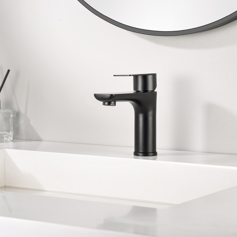 SLY Brass Matte Black High Quality Washroom Single Hole Mounted Hot And Cold Water