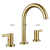 SLY Luxury Gold Wash Face Basin Faucet Widespread 8 Inch 3 Hole Lavatory Sink Faucet