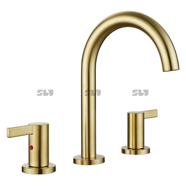 SLY Luxury Gold Wash Face Basin Faucet Widespread 8 Inch 3 Hole Lavatory Sink Faucet