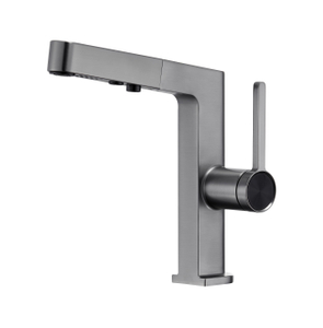 SLY Zinc Brushed Gun Metal Modern Bathroom Single Hole Handle Sink Faucets Mixers Taps