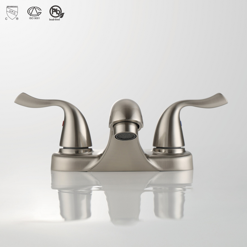 SLY Brushed Nickel Modern Bathroom Sink Deck Mount Countertop Wash Basin Faucet