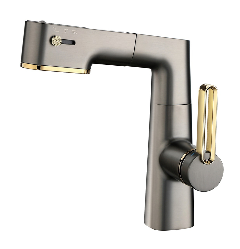 SLY Zinc Brushed Gun Metal Bathroom Hot And Cold Single Hole Wash Hand Basin Mixer Faucet