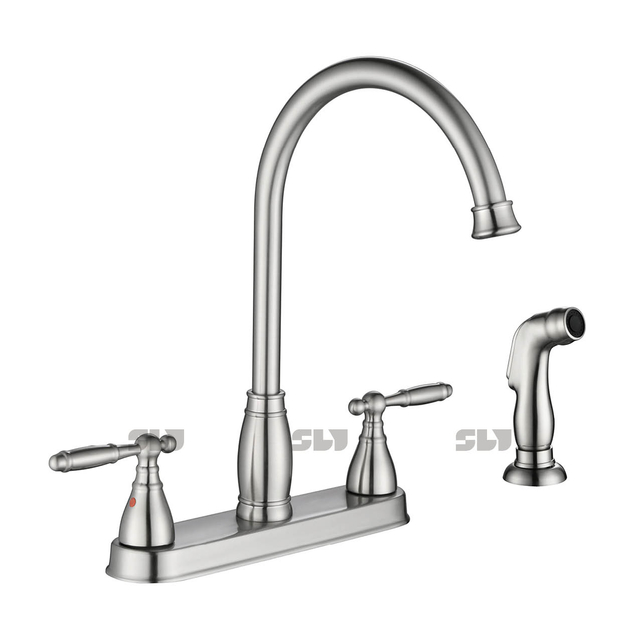 SLY Two-Handle 8 inch Kitchen Faucet High Quality Faucet with Side Sprayer 